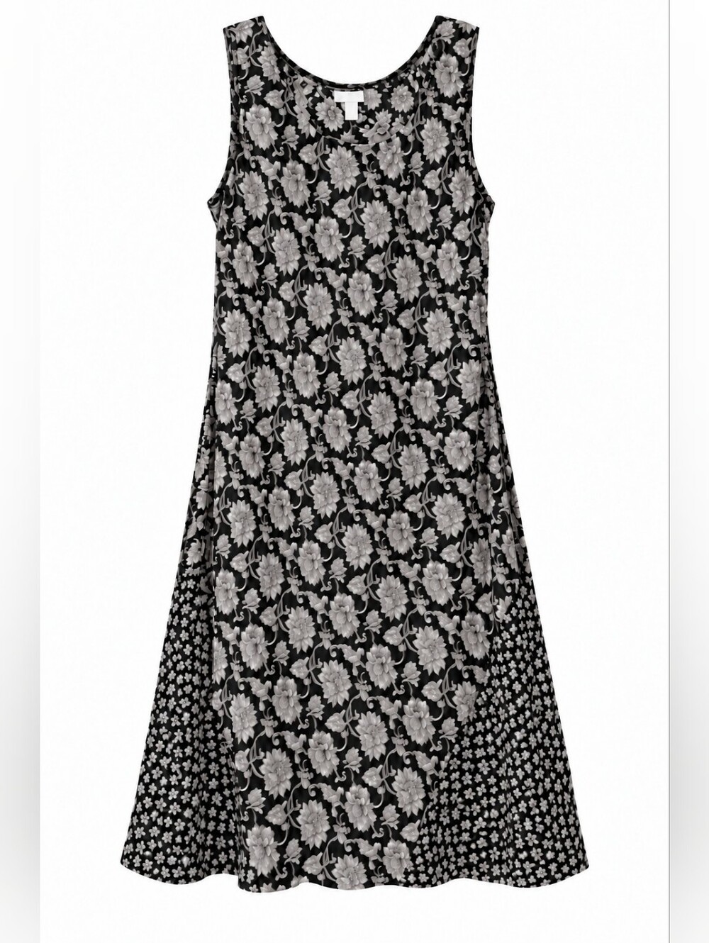 Vintage Carole Little Sheer Black and White Floral Dress